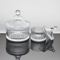 Vente en gros Bougeoirs en verre cristal gaufré pour salle de bain entrepôt américain de luxe Bocaux à bougie en verre pour cire à bonbons à biscuits