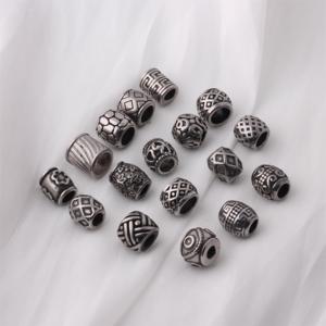 Perles d'espacement coulissantes vintage en acier inoxydable à grand trou (4-7 mm) à motifs multiples, inaltérables, pour bracelets, colliers et accessoires - Product Image 2