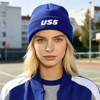 Casquette personnalisée à faible MOQ avec logo en PU, haute qualité, douce et chaude, unisexe, pour le camping, les activités de plein air et la vie quotidienne, motif géométrique tricoté