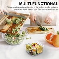 Boîte de rangement carrée transparente en PET à 4 compartiments avec couvercles, boîte alimentaire jetable sécurisée pour aliments frais coupés, boîte à emporter pour café