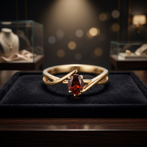 Bague de Fiançailles et d'Anniversaire en Argent Sterling Plaqué Rhodium avec Grenat Solitaire, Coupe Ovale, Sertissage à Griffes, Bijou de Mariage et de Fête pour Femme - Product Image 3