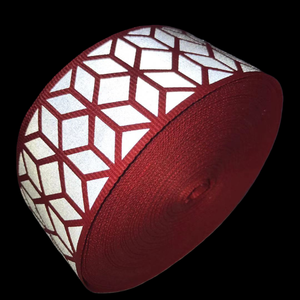Nastro in Poliestere Riflettente Termico Rosso a Rombi Solido per Sicurezza Stradale, Luminoso al Buio, per Abbigliamento Outdoor, Produzione Industriale - Product Image 4