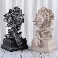 Décoration d'intérieur moderne, statue de lion dorée, artisanat en bronze avec modèle d'art peint, cadeau d'affaires sur le thème du bouddhisme