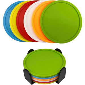 Custom Coaster Printed Logo Promotional 3D Pattern Round Silicone Coaster for Drink Cup Mat Set Soft PVC Rubber Coaster