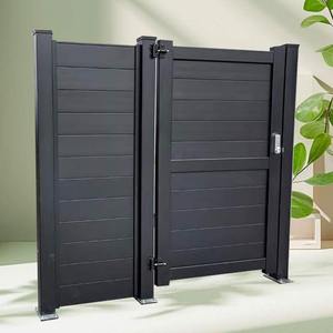 Pagar keamanan gerbang ganda aluminium hitam berlapis serbuk ramah lingkungan Modern dengan fitur keamanan rumah - Product Image 5