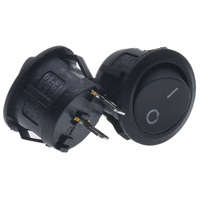 Interrupteur à bascule rond noir de 20 mm, interrupteur de commande d'alimentation 6A 250V, bouton marche/arrêt avec combinaison 1NO1NC