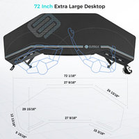 Escritorio para Juegos AJUNION Grande de 72 Pulgadas con Luces LED RGB, Mesa para Computadora con Bandeja Ajustable para Teclado y Gestión de Cables para Gamers de PC