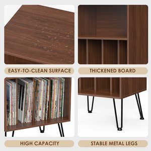 Support de tourne-disque avec rangement de disques armoire de rangement en <span class=keywords><strong>vinyle</strong></span> avec pieds en métal - Product Image 5