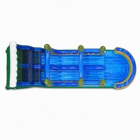 Toboggan aquatique gonflable double piste Tiki Wave de 24 pieds en PVC pour usage commercial FAN BOUNCE