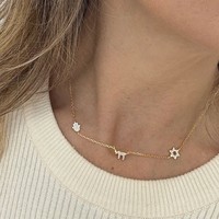 Collier en argent sterling 925 plaqué or avec pendentif étoile de David Chai pavé de CZ, symbole en forme de Y, bijoux juifs pour femmes