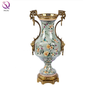 الأكثر شعبية تصميم جديد الفاخرة العتيقة برونزية السيراميك ديكور المنزل النحاس والأزرق والأبيض مزهريات من البورسلين - Product Image 3