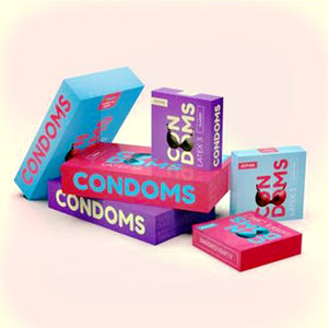 Benutzer definierte Luxus-Kondom-Verpackungs boxen UV-beschichtete Papier boxen für Kondome Private Label Benutzer definiertes <span class=keywords><strong>Logo</strong></span> Shanghai Lieferant - Product Image 2