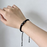 Bracelet d'identification en fil de soie tressé en forme de cœur, bijou d'amour personnalisé pour couple, accessoire de mode, cadeau Saint-Valentin, bureau/carrière