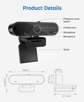 Hampo 1080p USB Otomatik Odaklamalı Kamera, 1/2.7" CMOS Sensörlü, Bilgisayar Skype Yayını ve Konferansları için 30fps Hızında, Stokta Mevcut