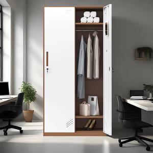 ארון בגדים מודולרי מפלדה, בעל 2 דלתות, קיבולת גדולה, לאחסון בגדים, מתאים לחדר שינה, דירה או מלון, סיטונאי מהמפעל - Product Image 2