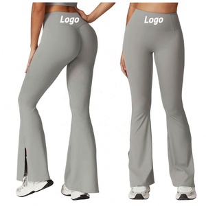 Pantalon de yoga évasé taille haute personnalisé avec logo pour femme – <span class=keywords><strong>Legging</strong></span> de sport extensible coupe bootcut pour l'entraînement et la gym - Product Image 4