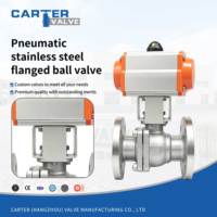 Válvula de bola neumática de acero inoxidable CF8 CF8M con bridas, de dos piezas, de paso completo, con sello blando de PTFE, para agua, aceite y gas, sin fugas