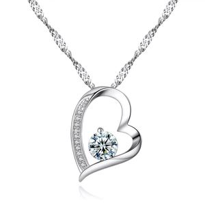 Oem <b>M</b> 0546 Platinum Plated CZ Heart Pendant <b>Necklace</b> Charm Formal Elegant Gift for Girlfriend Four Seasons - Product Image 2