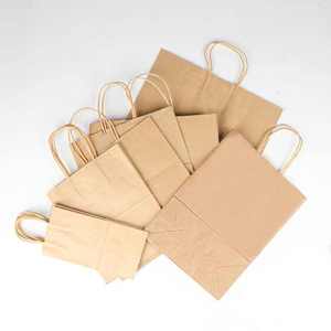 Sacchetti di Carta Kraft Marrone Personalizzati all'Ingrosso con Manici Sacchetti Regalo Sfusi per Pizza Feste di <span class=keywords><strong>Compleanno</strong></span> Spesa Vendita al Dettaglio e Aziende - Product Image 6