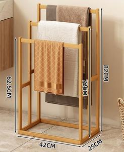 Porte-serviettes en bambou moderne à 3 niveaux Type de support de stockage de salle de bain pour la maison et l'hôtel - Product Image 5