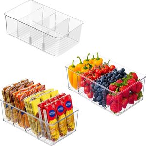 Contenedores Apilables Transparentes de Plástico PET para Organizar Alimentos, con Asas, Divisores Extraíbles, Diseño Moderno Moldeado por Inyección, Sostenibles para Despensa - Product Image 1
