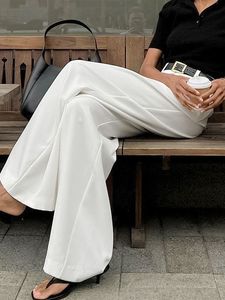 Nuovi <span class=keywords><strong>Pantaloni</strong></span> <span class=keywords><strong>Bianchi</strong></span> a <span class=keywords><strong>Vita</strong></span> <span class=keywords><strong>Alta</strong></span> e Gamba Larga per Autunno/Inverno, Eleganti e Versatili per il Lavoro - Product Image 1