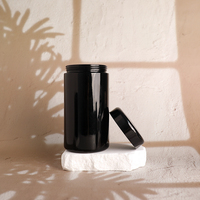 Récipient en verre améthyste personnalisé, couvercle de pot en verre noir à large ouverture pour le stockage de l'huile.