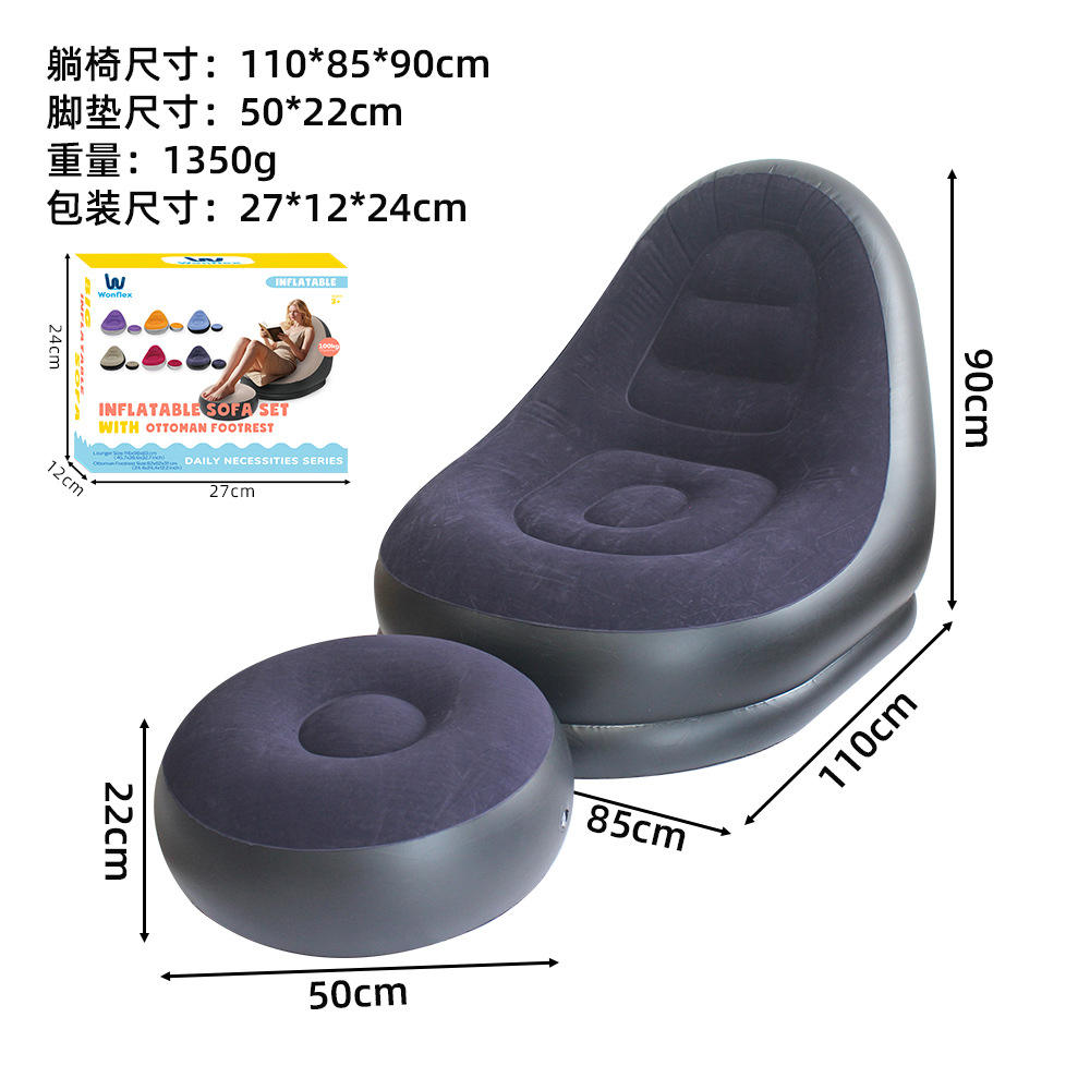 Sofá con taburete - azul marino con base