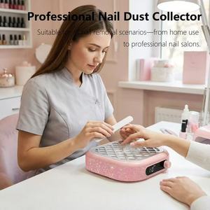 Luxury Rhinestone Nail Dust Collector 30W Turbo Suction Rechargeable Manicure Fan 6000RPM Pink Bling Vacuum Cleaner Salon Equipm - Product Image 2