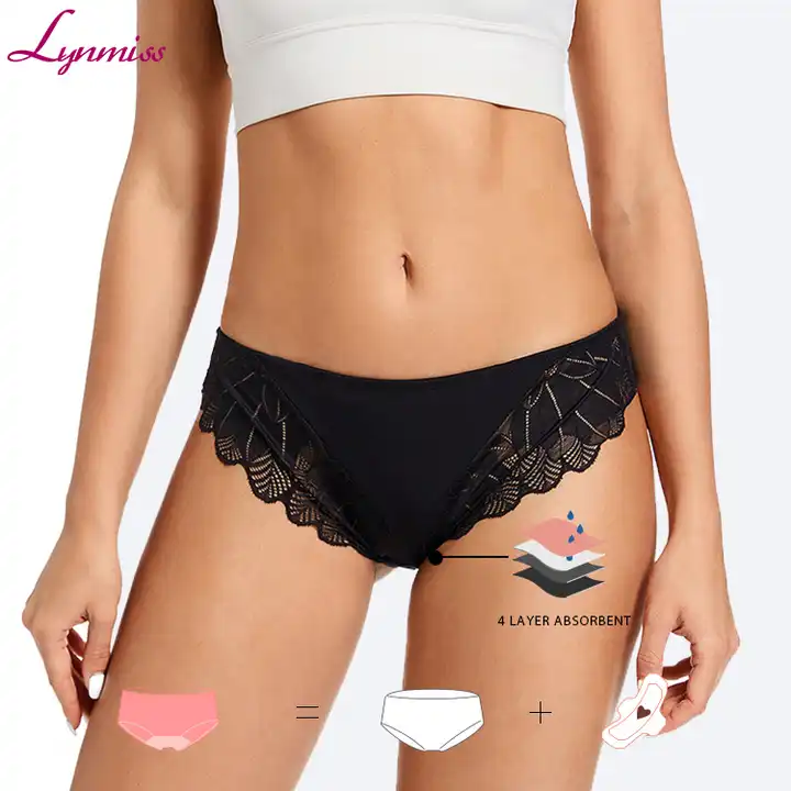 Period Underwear For Women, Period Panties, Absorbent Underwear 4 Layers  Absorbent Anti-leakage Lace Hipsters 