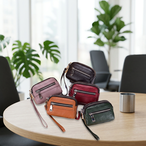 WRIZA Genuine Leather Wristlet <b>Bag</b> Front Zipper Pocket Compact Design Stylish Colors Durable Craftsmanship Cards Gifts - Product Image 6