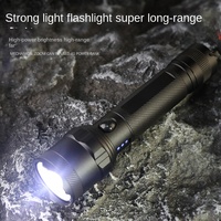 Linterna LED Láser Recargable de Aluminio, Súper Brillante, Largo Alcance 200-300m, Haz de Luz, Resistente al Agua IP65, Carga USB Tipo-C, Ajustable