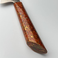 Couteaux Santoku faits main Desevelli, acier Damas tricolore 33 couches, 60 HRC, ambidextres, écologiques, finition brossée