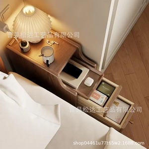 Mesita de noche minimalista nórdica, madera maciza, armario pequeño/estante de almacenamiento ultraestrecho, mini mesita de noche, extremadamente estrecha de 20 cm - Product Image 2