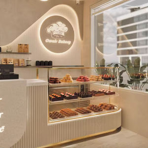 Mostrador de <span class=keywords><strong>Cafetería</strong></span> para Centro Comercial con Vitrina Integrada para Exhibición de <span class=keywords><strong>Pastelería</strong></span> y Estantes de Almacenamiento para <span class=keywords><strong>Cafetería</strong></span> o Panadería - Product Image 6