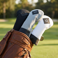 Penutup Kepala Golf Mewah Elegan Handuk Olahraga Kulit PU Anti Gores Cocok untuk Driver Fairway Wood Hybrid untuk Pria Wanita Premium