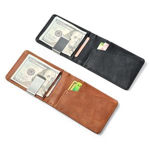 Men Id Card Holder Bifold Pocket <b>Wallet</b> With <b>Metal</b> Short Pu Leather Cash Money Clip for Daily Business Use - Product Image 5