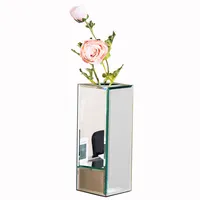 European Light Luxury Table Tall Sliver Mirrored Square Glass Bud Vase for Centerpieces Wedding