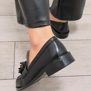 British Style Thick Sole Breathable Anti-Slip Loafers Tassel Decorative Details Retro <strong>Elegant</strong> <strong>Flat</strong> <strong>Shoes</strong> Daily Commute Fashion - Product Image 2