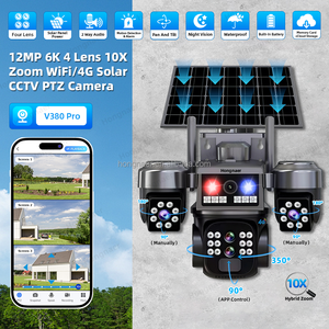 Hongnaer 12MP Solar Kabellose 3-Video 4-Linsen 10X Zoom Sicherheits-CCTV PTZ IP-Kamera V380 Pro Outdoor WLAN 4G SIM-Karten Solarkamera - Product Image 2
