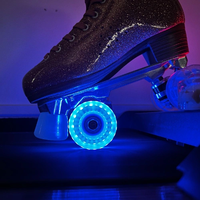 Roues de patins à roulettes en PU lumineuses auto-génératrices de lumière, lot de 4, double rangée