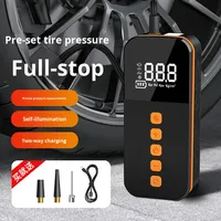 Pompe à air de voiture portable 12V avec lumière d'avertissement d'urgence Gonfleur de pneus de voiture, Compresseur électrique miniature rapide pour pneus de voiture/vélo