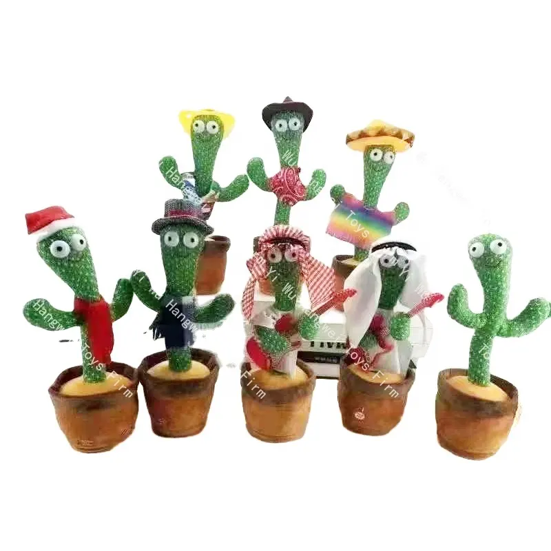 Usine En Gros Mexique Danse Cactus En Peluche Chansons Répéter Parler Chanter Musique LED Lumière Danse Cactus En Peluche Jouet