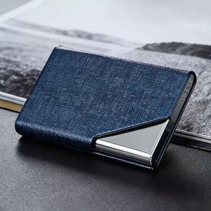 PU Leather & Stainless Steel Business Cards Holder <b>Metal</b> Card Holders Slim Business Card Case <b>Wallet</b> - Product Image 5