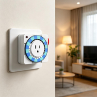 Minuteur mécanique IP20 pour intérieur, norme américaine, cadran rotatif 24 heures, 48 programmes, 15A 125V, prise de temporisation pour lampe de culture