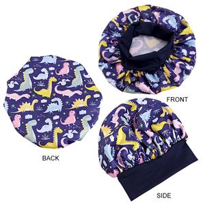 Kid Size Lovely Pattern Color Night Bonnet With <b>Wide</b> Elastic <b>Band</b> Sleeping Cap Home Use Satin <b>Hair</b> Bonnets - Product Image 3