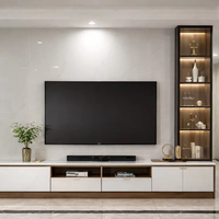 Meuble TV mural blanc de petite taille, haute qualité, en bois massif, facile à nettoyer, design moderne, pour entrepreneur en aménagement intérieur