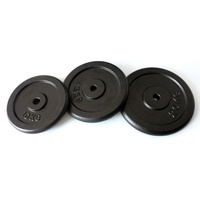 Plaques de poids en fonte standard noires avec revêtement de peinture, réglables pour haltères et barres, trou central de 1 pouce