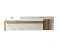 Bureau de réception moderne en marbre de luxe, durable, blanc brillant, pour salons de beauté, hôtels, immeubles de bureaux, cosmétiques