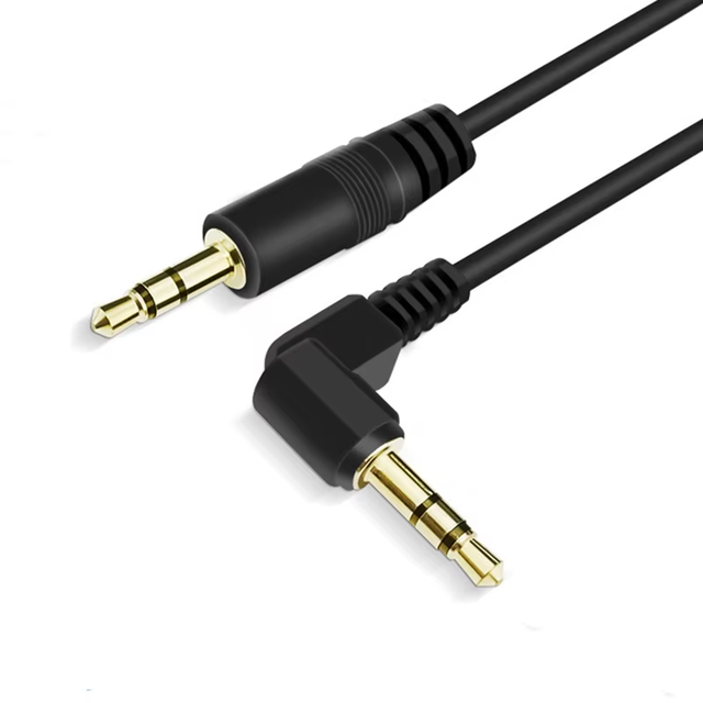 custom 1.5meter gold right angle 90 degrees 3.5mm stereo male to male audio cable